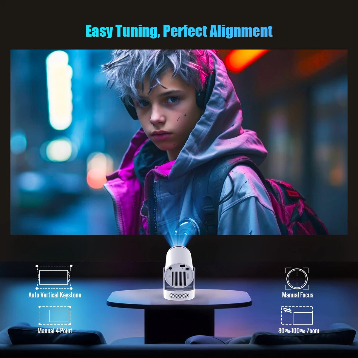 Magcubic HY300 Pro+ 8K Android 14 Portable Projector 8000 Lumens WiFi 6 BT5.4 Outdoor Theater 5W HiFi Speaker 720P HD Supported